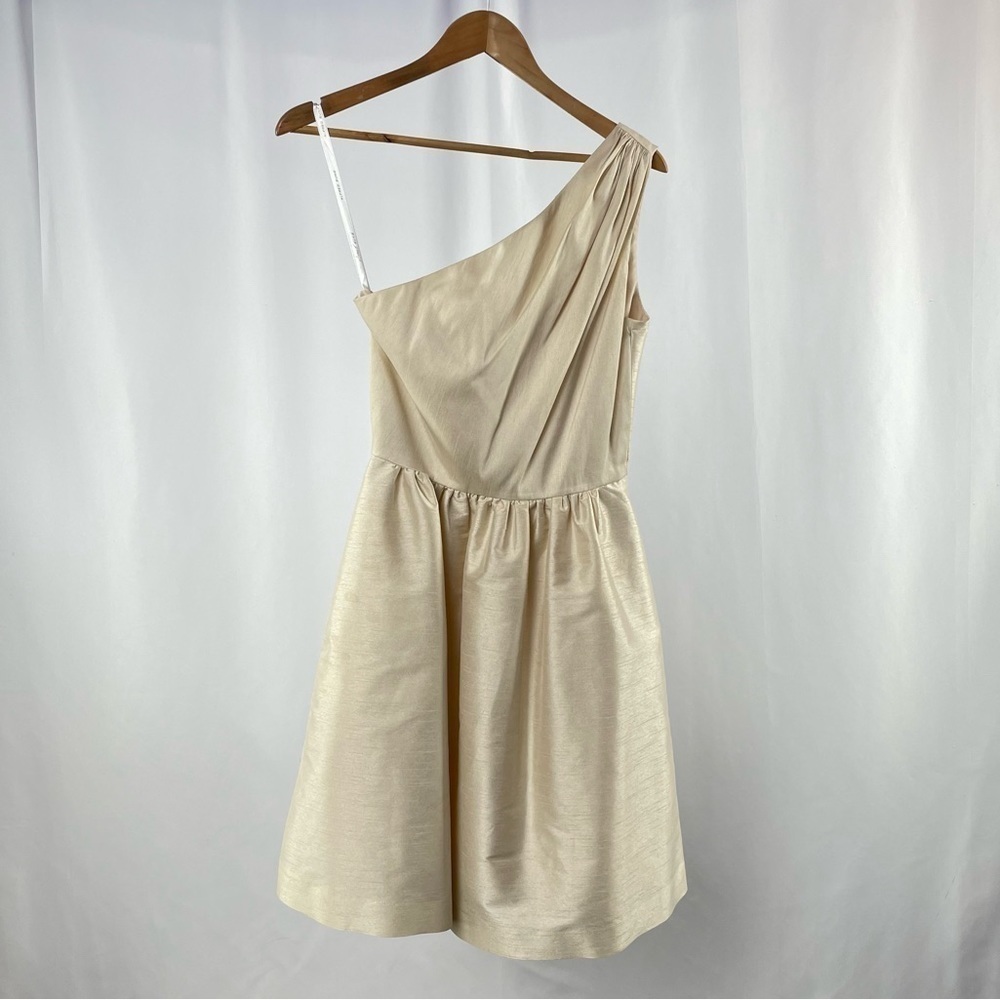 Alfred Sung One Shoulder Mini Dress in Champagne Size 6